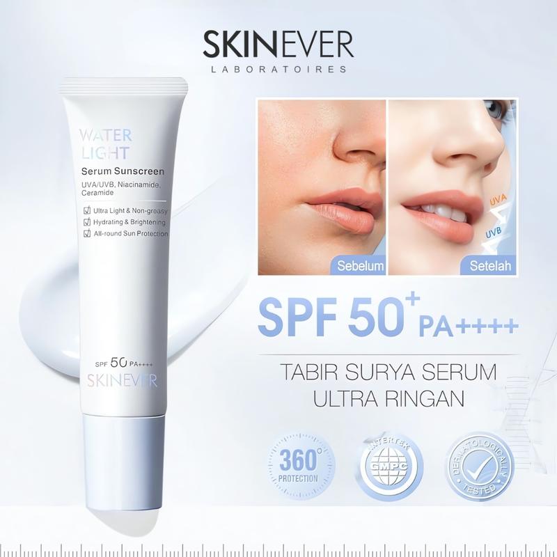 Skinever Water Light Sunscreen SPF50+ PA++++ Tone Up Face – Hybrid Physical Sunscreen Minimalist untuk Wajah Berjerawat, Mencerahkan & Glass Skin 2