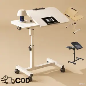 RM Meja Laptop Adjustable Portable Kerja Belajar Multifungsi Meja Belajar Portable dengan Roda Hitam Putih Sakura 55x32x59-89cm 60x40x60-95cm 40+20x40x59-89cm Kayu Besi Ergonomis Fleksibel Stabil Tahan Lama Minimalis Furniture