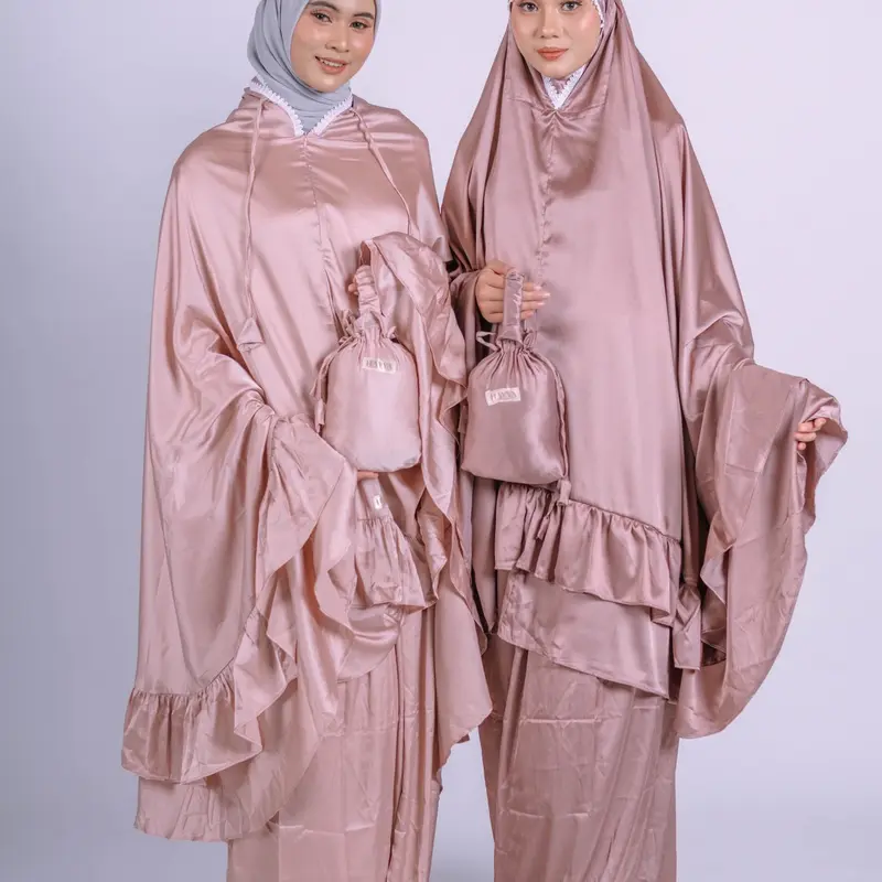 Zahra Prayer Set Mukena Silk Ruffle | Mukena Polos Rample | Mukena Set Terbaru 2024 0