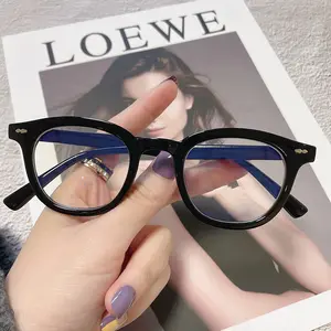 Kacamata Ani Radiasi Blue Light Bulat Bingkai Transparan Korea Wanita Dan Pria Retro Terbaru P2032