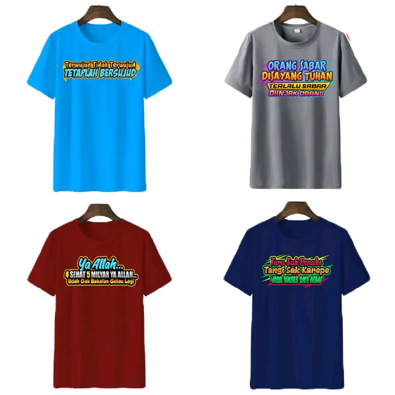Paket 100rb 8 motif kata-kata keren Kaos kata-kata lokal Baju Oblong Atasan Dewasa Lengan  Pendek 5
