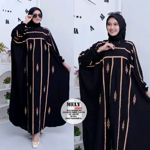 Kaftan Super Jumbo Motif Melly Terbaru Gamis Muslimah Modern Resleting Depan Busui Baju Wanita Kekinian