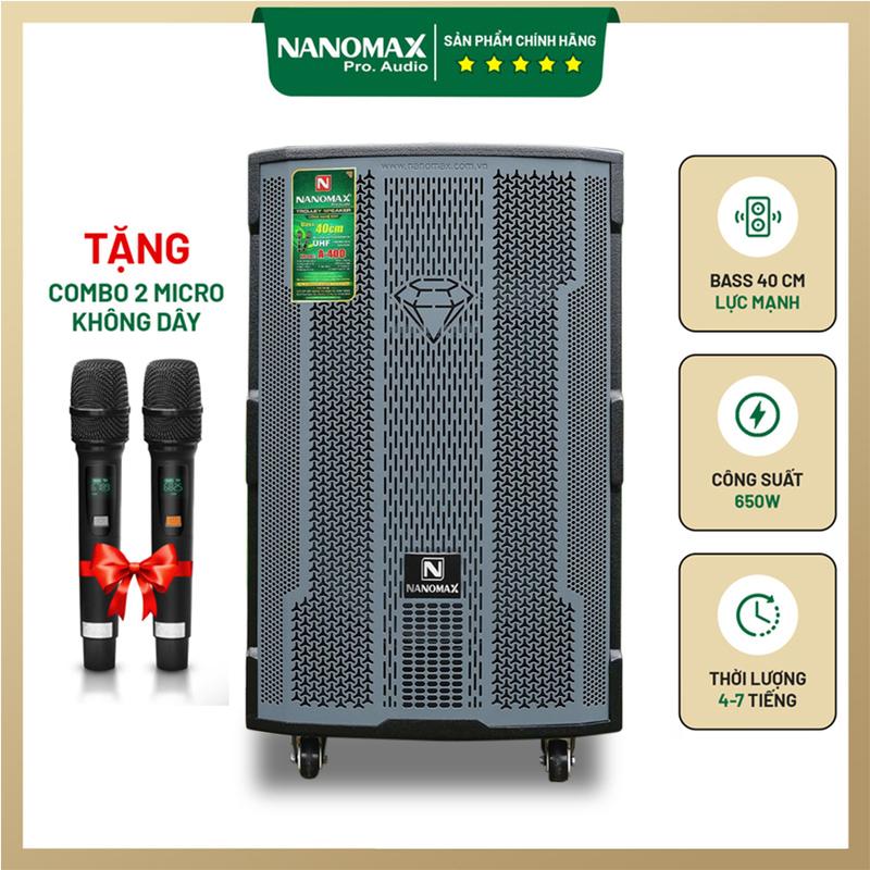 Loa Kéo Nanomax A-400 Bass 40cm 650W Karaoke Bluetooth – Âm thanh mạnh mẽ hát hay mọi lúc
