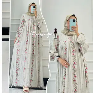 Series Raya Hana Gamis Jumbo Bahan Rayon Resleting Depan Busui LD 115-125 by Hanajayastore