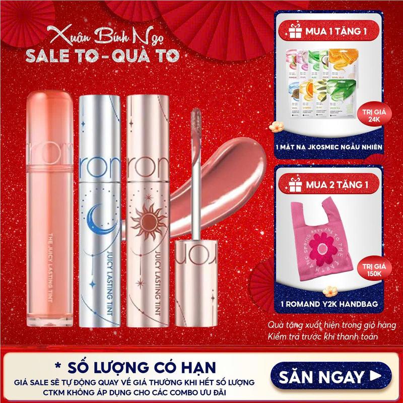 Màu 1-39 Son Môi Tint Bóng Trang Điểm Hàn Quốc Romand The Juicy Lasting Tint Cosmetic Mỹ Phẩm Son Tint