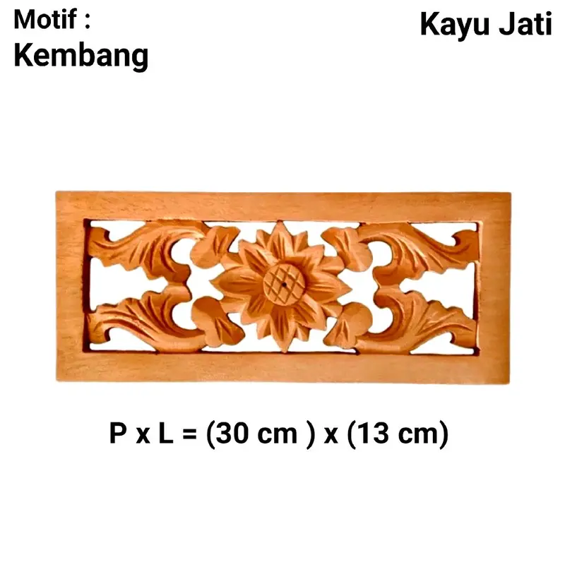 Kepingan Loster Kayu Jati 13 x 30 cm Aski Jepara Motif Kembang Classic Dekorasi Ormanen Tempel Ukiran 3