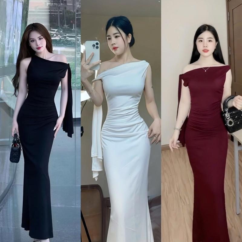    Mở Bán   Váy Body Len Tăm Đuôi Cá Lệch Vai Dây Nơ Ôm Dáng Sang Chảnh - by HP 