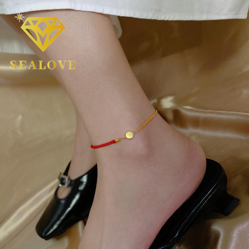 SEALOVE trang sức cổ trang trung quốc trang sức vintage lắc chân nữ titan không gỉ 5