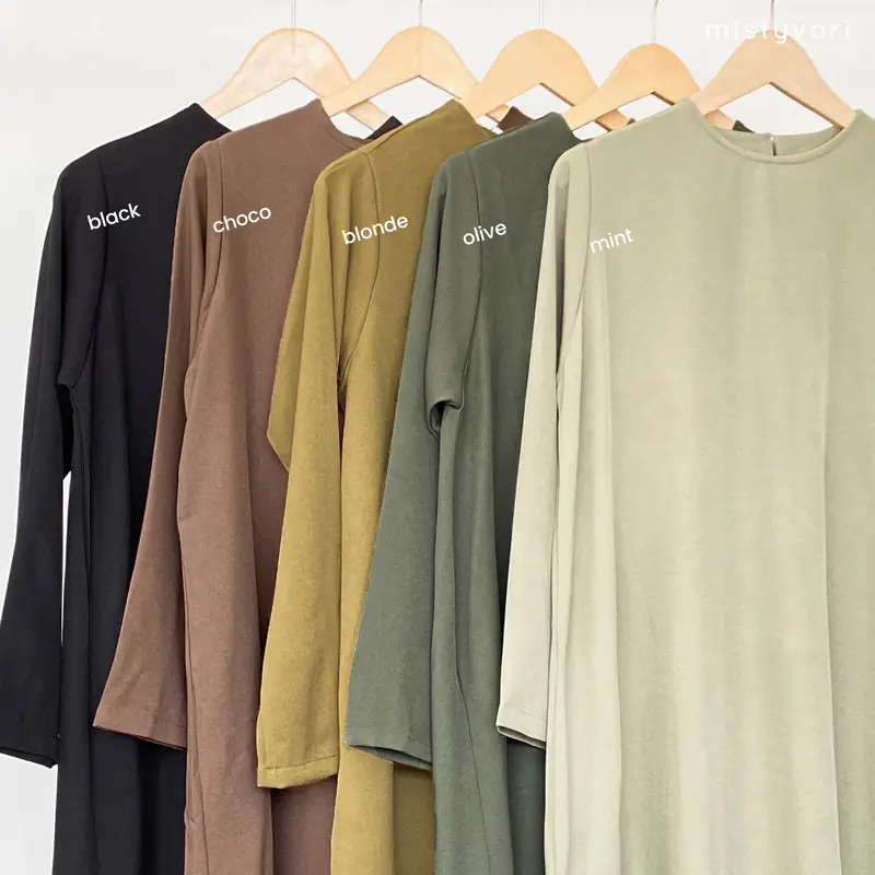 MISTYVORI | Irene Tunik Baju Wanita Basic Anti Kusut Polos Muslim Panjang Katun Soft Simple Formal Atasan Kasual Simple Casual Semi 8