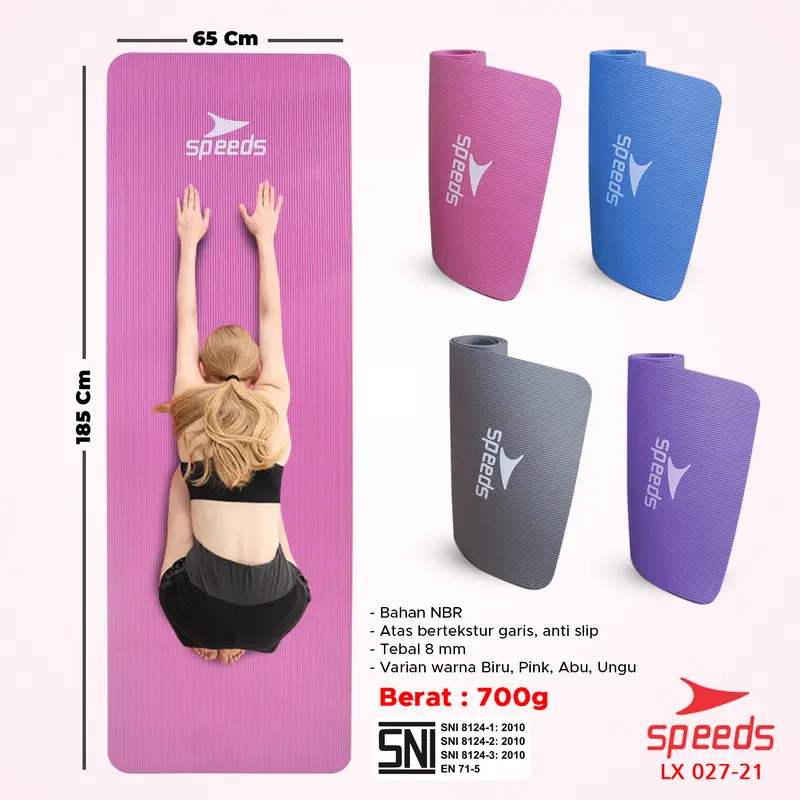 SPEEDS Matras Yoga Mat Karpet Spons NBR 8mm Alas Senam Dan Fitness Busa LX 027-21 1