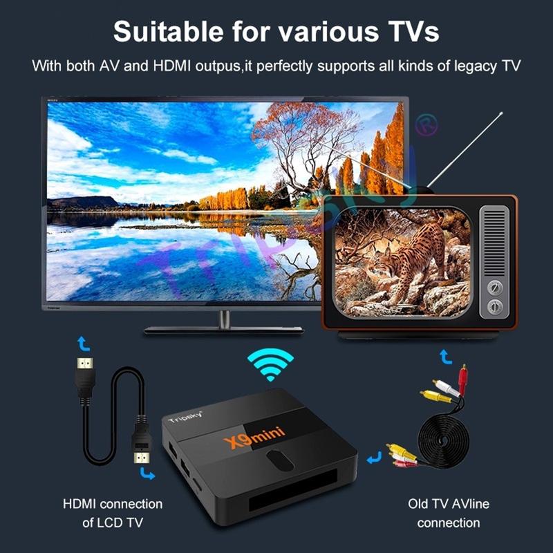 STB Android 9 Smart TV Box Android X9 Mini Voice Remote Ram 2GB Rom 16GB 2/16 Unlock Full Channel TV Iflix Tanpa Bayar Bulanan GRATIS Amlogic S905W Quad Core Bluetooth 5