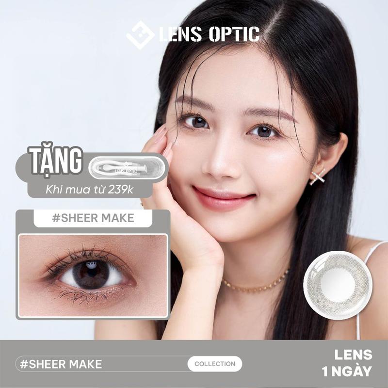Lens 1 ngày SEED Eye Coffret 1Day UV Sheer Make 14.2mm, lens SEED màu xám trong,nhẹ nhàng, êm dịu cho mắt - Lens Optic