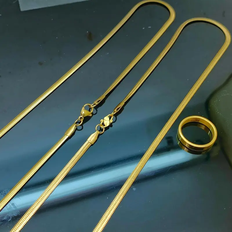 Kalung Titanium Motif Belut Pipih Untuk Pria dan Wanita 2