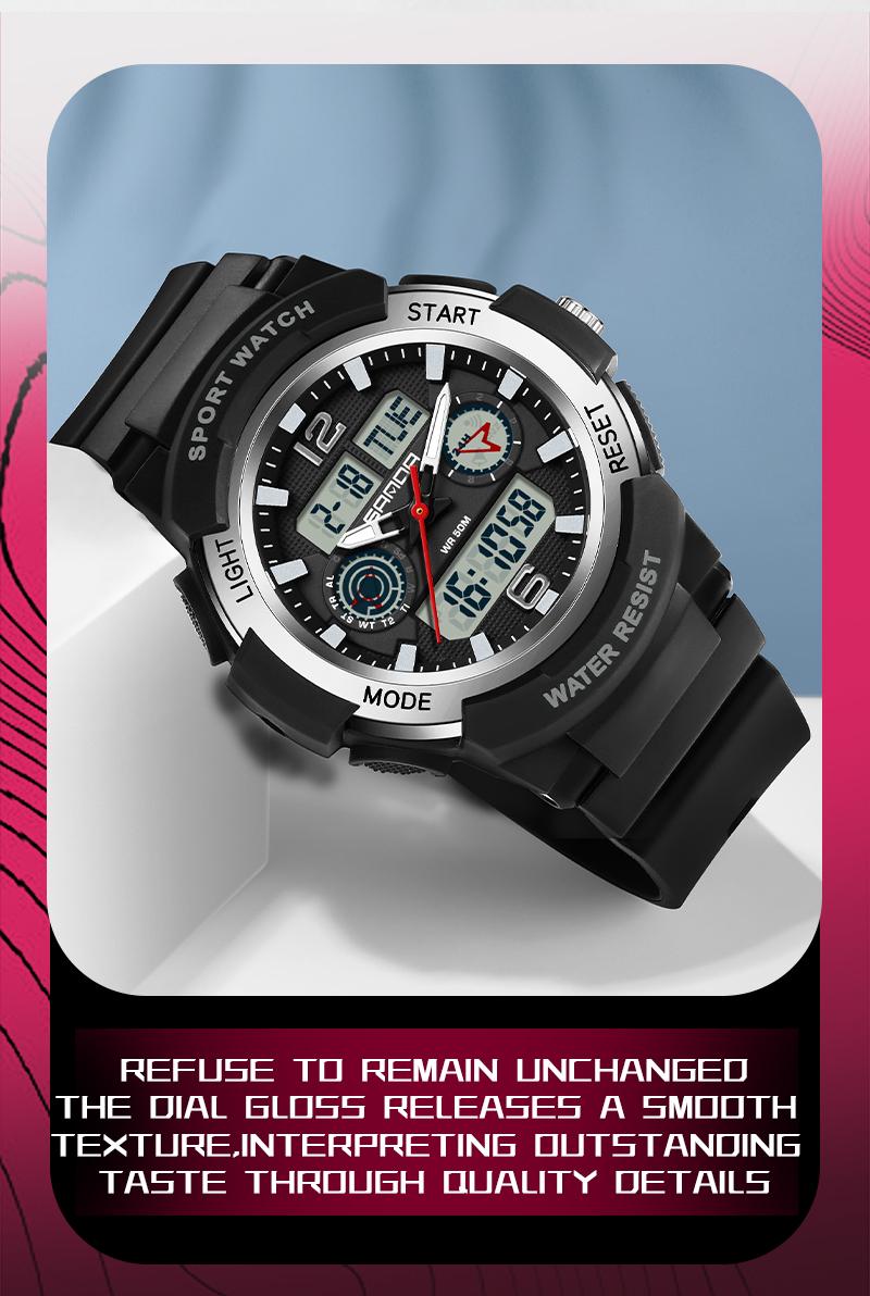 Product Introduction of SS24 Sanda 6188 Men's Fitness Outdoor Sports Watch Student Fashion Sports Waterproof Watch, Electronic Watch 24