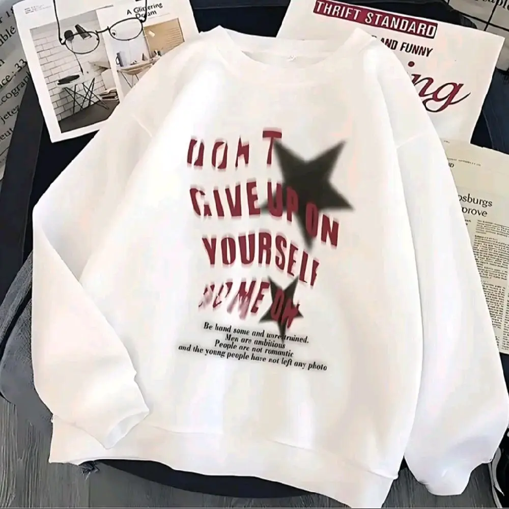 Sweater DON'T GIVE UP Wanita Kekinian Atasan Fashion Crewneck Sweatshirt Panjang Korean S Hoodies & Sweaters crewneck  boxy fit japanese  style jumper wanita candy sweater crewneck  gemoy korean  sweatshirt hoodie  tunik korean  sweatshirt baju  atasan
