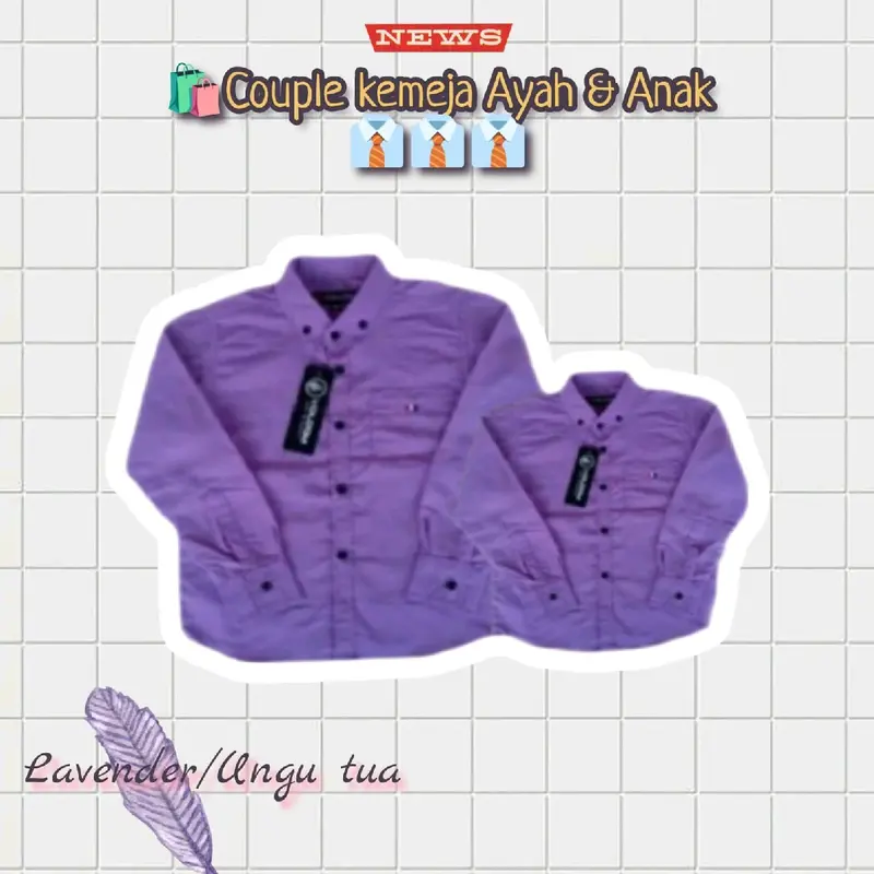 kemeja anak polos lengan panjang warna lavender ungu tua Baju 1