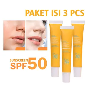 ( 3 PCS ) Sunscreen SPF 50 Light Moisture Protection Cream Moisturizer Acne Sun UV Protect Perawatan Wajah
