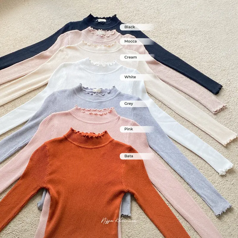 Bynissa - Jasmin Inner - Atasan Wanita - Atasan Rajut - Pakaian Sehari hari - Melar - Lengan Panjang - Wolsoom - Baju Inner Lembut Nyaman 5