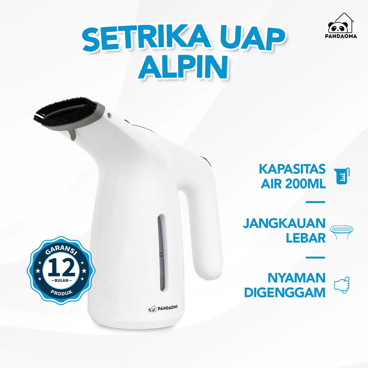 Pandaoma Setrika Uap Alpin Setrika Uap Low Watt Jangkauan Luas Strika Uap 800W Kapasitas 200ml