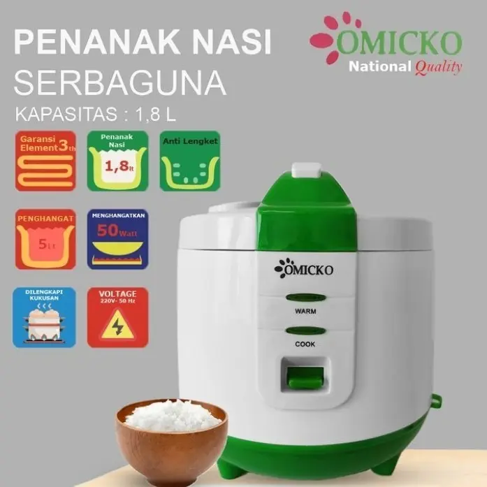 Magic Com Omicko Rice Cooker 1,8 Liter Bergaransi Resmi mejikom