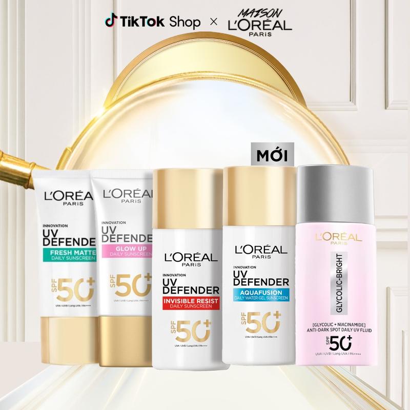   KOL  Kem chống nắng vạch đỏ thoáng mịn da Bảo vệ L’Oreal Paris UV Defender Serum 50ml​ SPF 50++  4 phân loại  