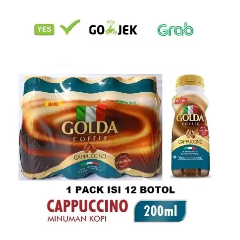 GOLDA COFFEE / KOPI SIAP MINUM / 1 PACK ISI 12 BOTOL / 200ML Latte Minuman Gula Vanilla Susu Kaleng 0