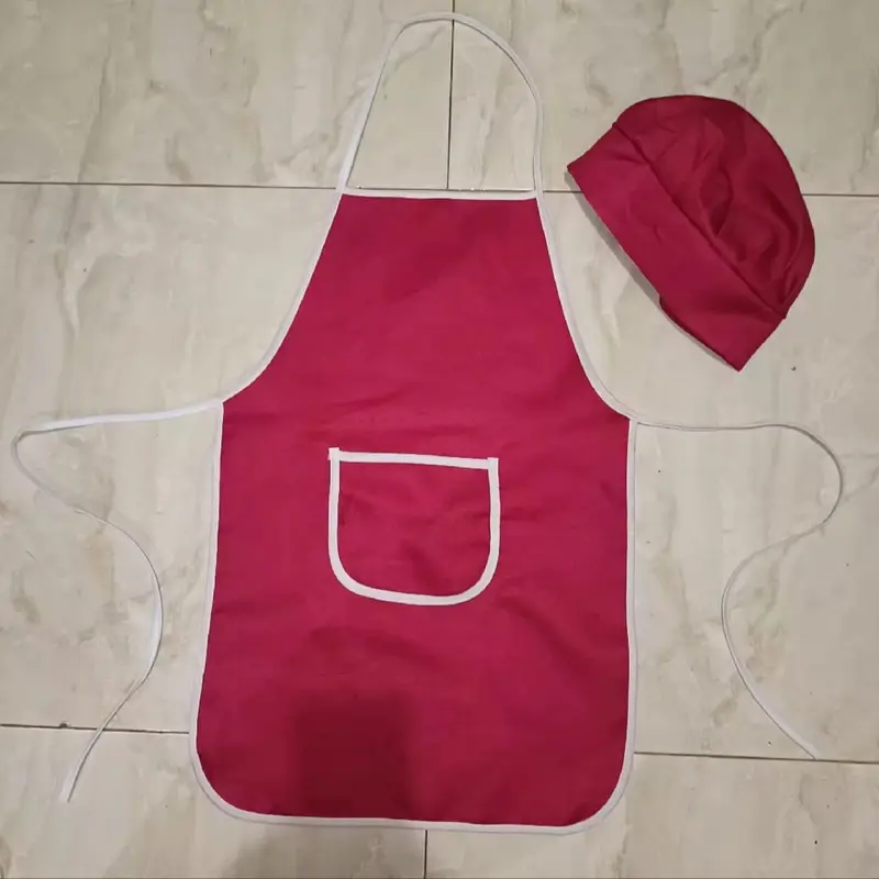 Celmek dan Topi Anak Koki Chef Bordir Nama - Model Terbaru Merah Kuning Hijau Biru 3