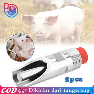 5pcs Nipple Babi Stainless Steel Nipple Drinker Alat Minum Babi Alat Minum Hewan