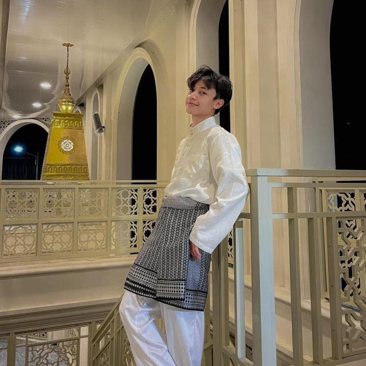 (Setelan Baju + Celana)~ Broken white/baju melayu pria malaysia/teluk belanga satin silk viral kerah sanghai 2