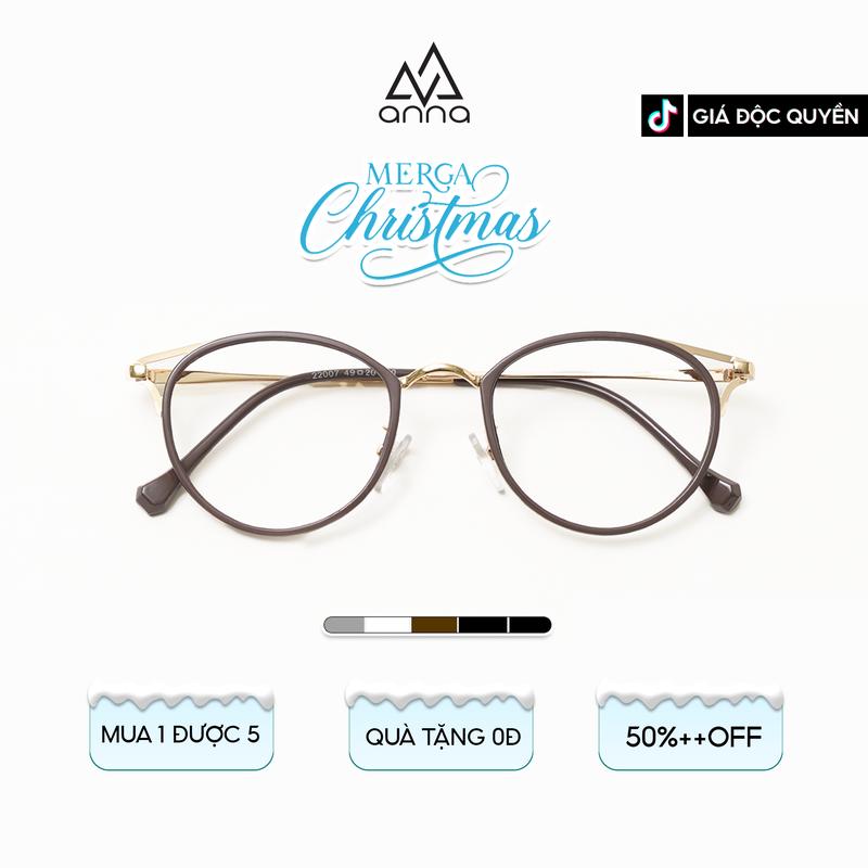 LIVE GỌNG KÍNH DÁNG TAI MÈO ANNA 22007 CHẤT LIỆU NHỰA MIX KIM LOẠI