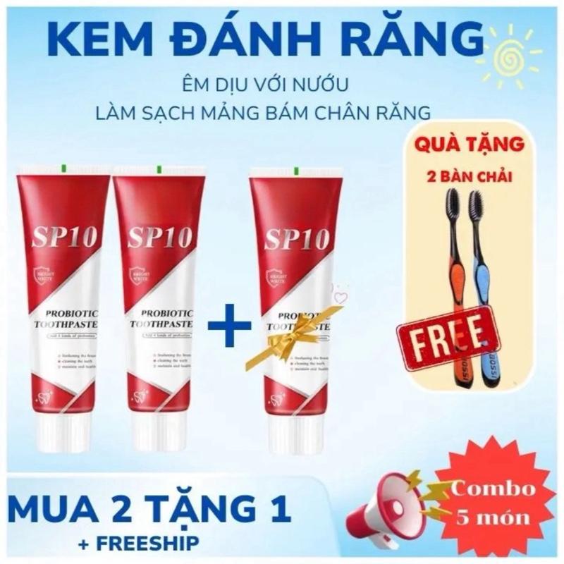   MUA 2 TẶNG 1 TẶNG 2 BÀN CHẢI ĐÁNH RĂNG  SP10 Kem đánh răng Probiotic làm trắng răng loại bỏ mảng bám cho hơi thở thơm mát kem đánh răng êm dịu với nướu tẩy ố vàng toothpaste 
