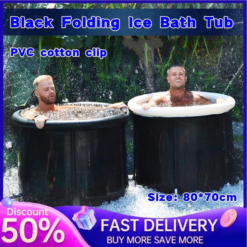 Product Introduction of 【SG STOCK】Portable Ice Bathtub Therapy Foldable for Hot Bath for Small Space,black(227.6 x 31.5 in) Set Cushion 31