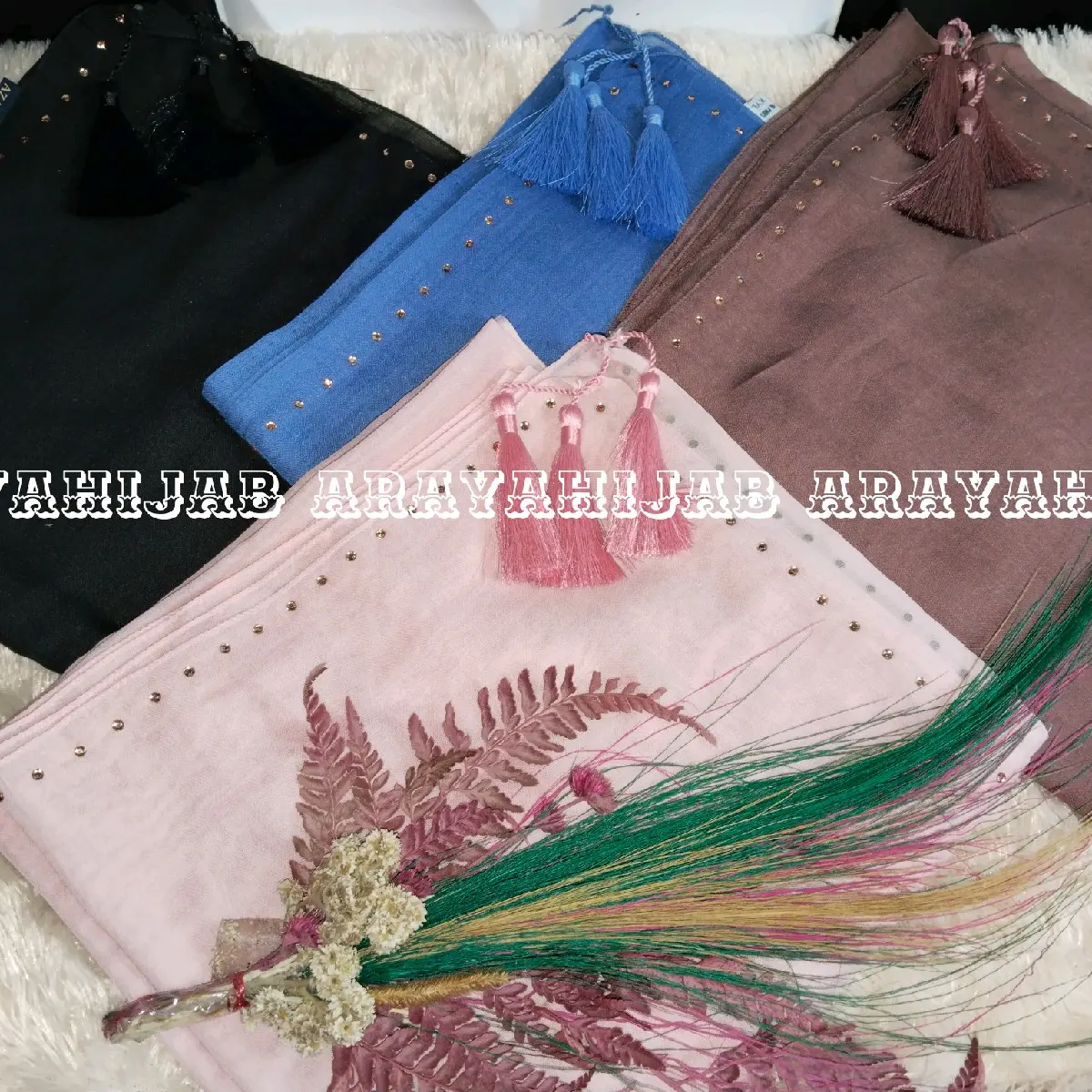 segiempat pinggiran swaroski tasel ory