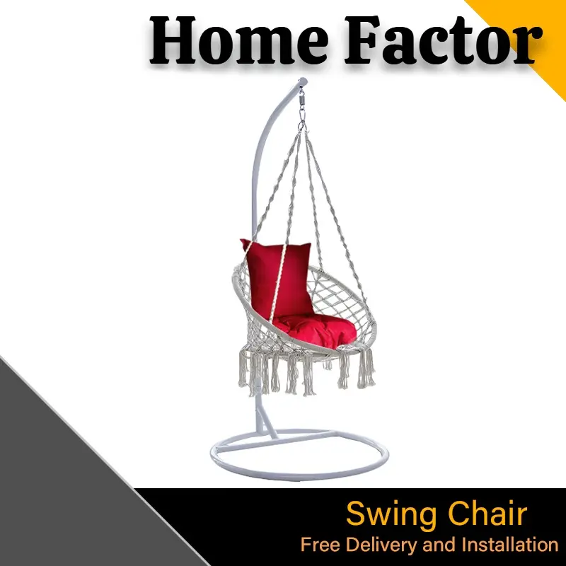 Swing Chair S666 (Free Install&Delivery)Swing Chair Balcony Chair With Cushion White Chair Type