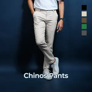 Fatto A Mano Reggio Long Pants celana panjang Chinos pria slim fit casual formal kantor Kantong Katun