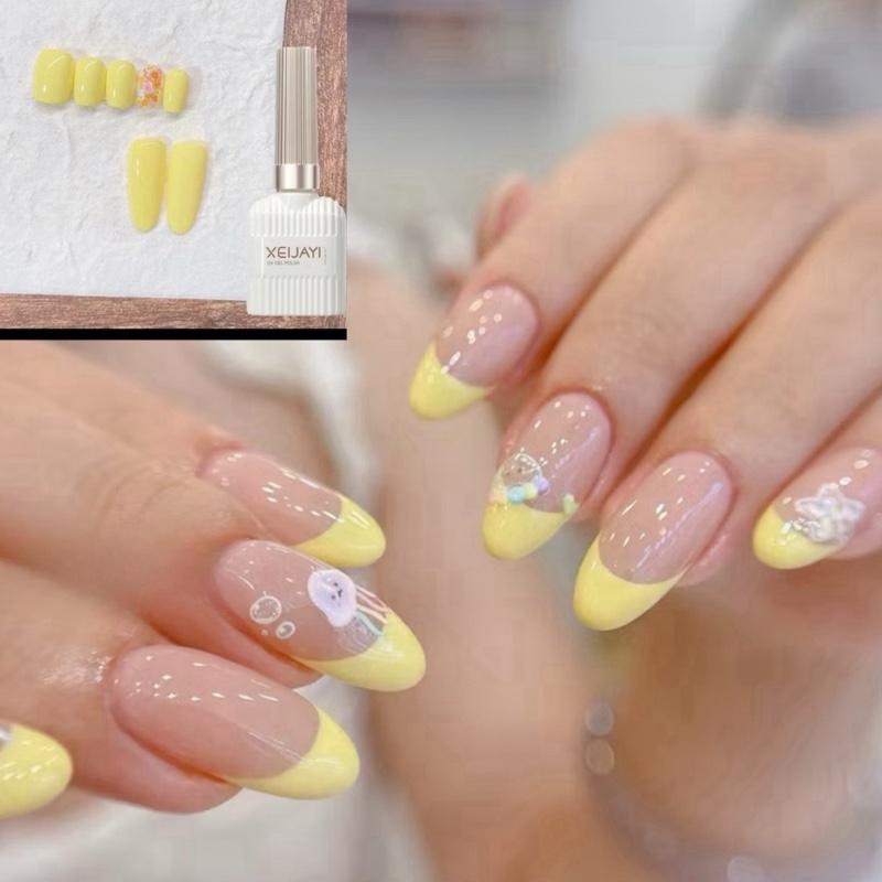 Sơn gel màu vàng kem làm nail siêu xinh sơn màu vàng làm nail cần máy hơ