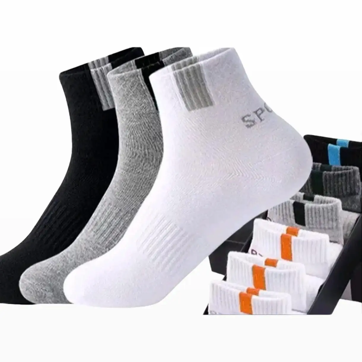 ( Set Isi 5 Pasang ) Kaos Kaki Olahraga NEW SPORT 3/4 Kaos Kaki Sort tebal Bahan PE Premium Pria Wanita