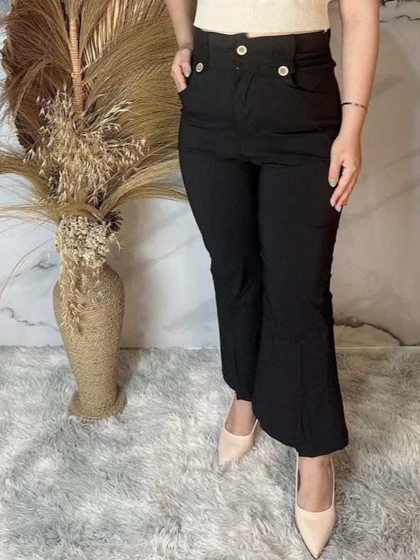 Celana Cutbray Bahan Soft Jeans Import Premium / Bahan Melar / High Quality / Celana Panjang Wanita celana korean style cut bray cutbray wanita celana  panjang Hitam Karet 1