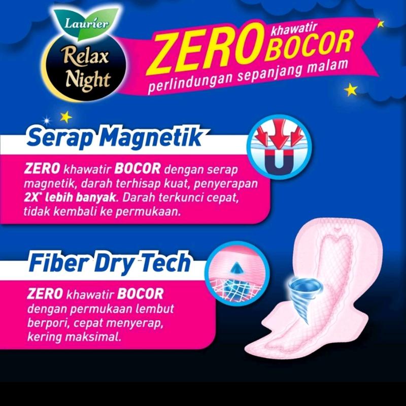 Laurier Relax Night Pembalut Wanita 30cm wing zero Kering maxi wing 40cm anti 2