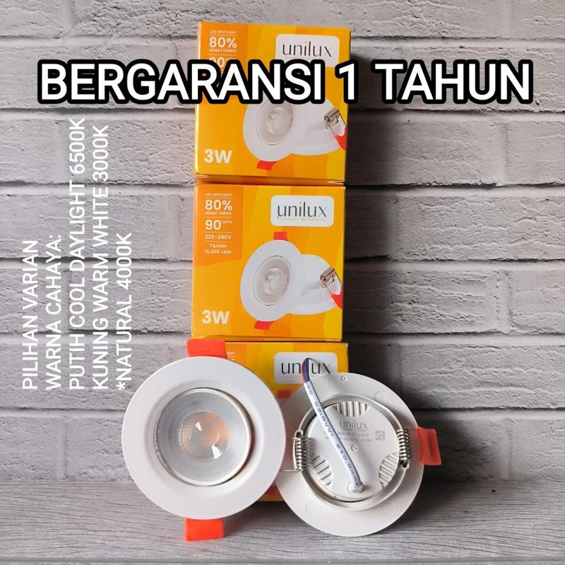 UNILUX DOWNLIGHT LAMPU LED SPOT LIGHT 3W WARM WHITE / NATURAL / PUTIH - KUNING WW 3000K 0