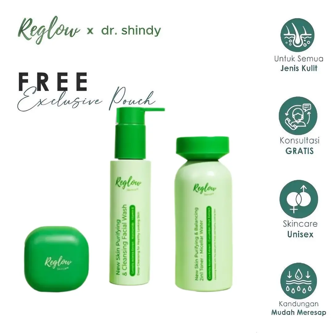 Reglow Series Glowing Skin Treatment By Dr Shindy Original Paket Basic Facial Wash Toner Day Cream  BPOM 1 Paket Reglow Melembutkan Wajah Membersihkan Kotoran Rejuvenating Vitamin 3pcs