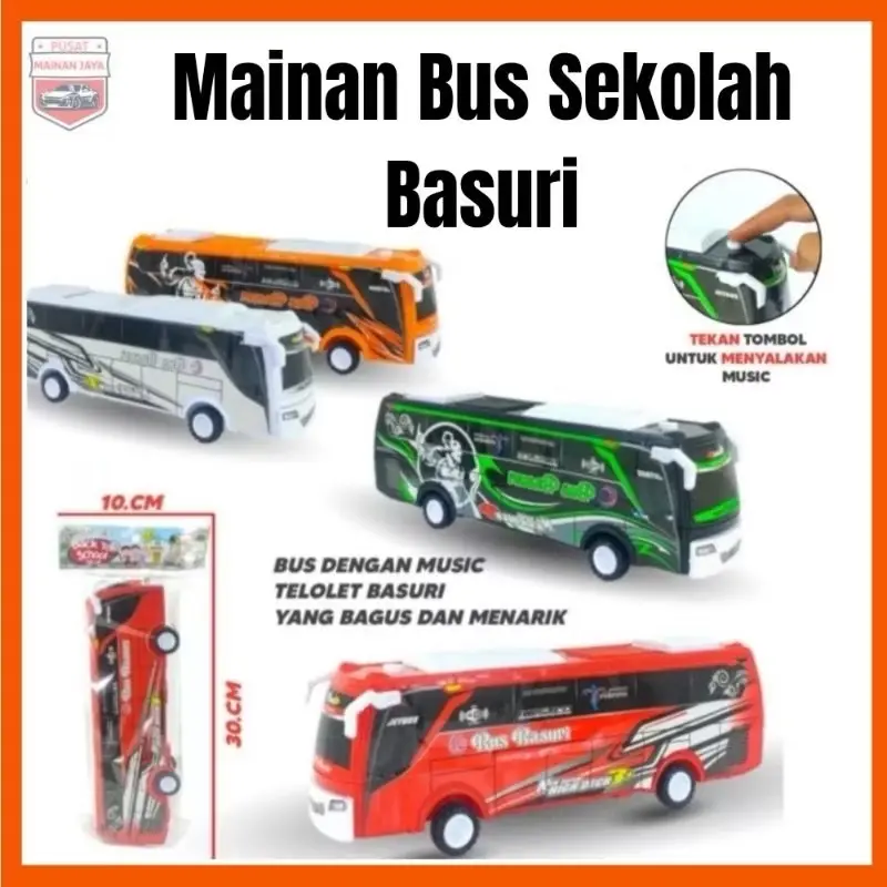 Mainan Bus Sekolah Basuri dengan Music Teolet Basuri yang Bagus dan Menarik 10 CM x 30 CM