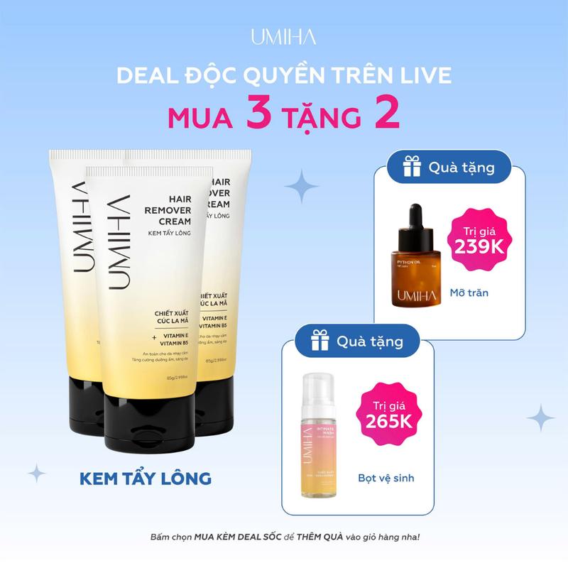 ĐỘC QUYỀN LIVESTREAM Combo 3 kem tẩy lông Cúc La Mã UMIHA 65g