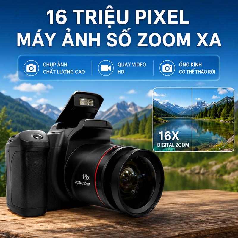 Camera Chụp Ảnh 16MP Máy Ảnh Zoom 16X Camera DV Quay Video HD Lens Góc Rộng…