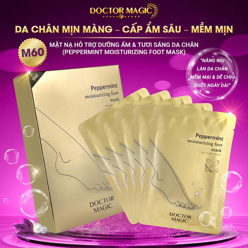M60 - Mặt Nạ Hỗ Trợ Dưỡng Ẩm & Tươi Sáng Da Chân Doctor Magic - Peppermint Moisturizing Foot Mask - 40g*5miếng