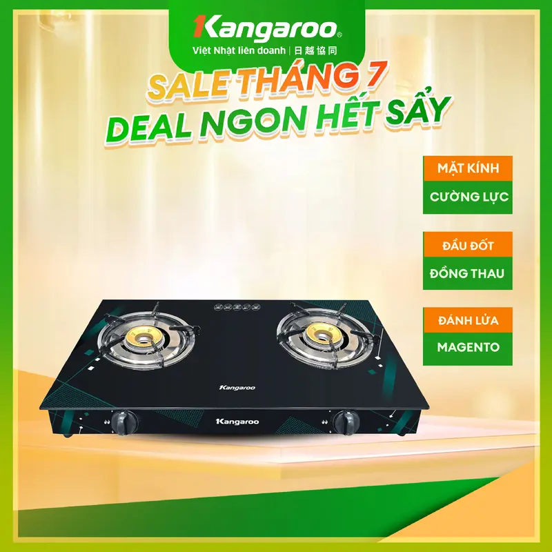 [ L ] [DEAL SIÊU SỐC ] Bếp ga dương mặt kính Kangaroo KGGS69G2E đầu đốt ĐỒNG tiết kiệm Gas, kiềng bếp tháo rời dễ dàng. 0