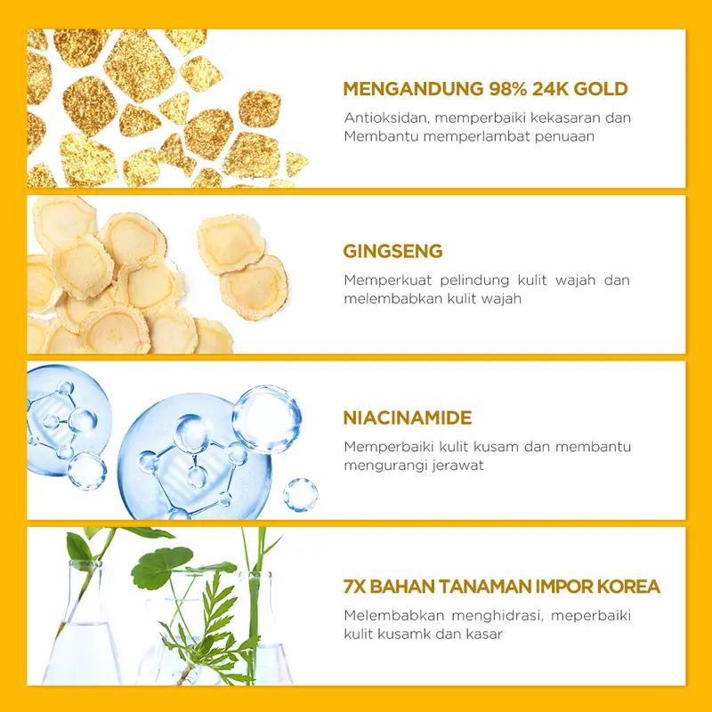 INTOFACE 24K Gold Ginseng Anti Aging Serum Brightens Spot light Anti-age 24K Gold Ginseng Niacinamide Mencerahkan Wajah Essence Muka Tetes Mengencangkan 3