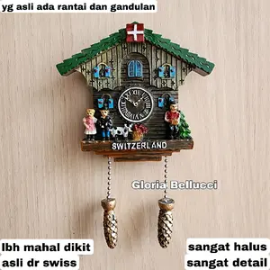 tempelan kulkas magnet switzerland jam cuckoo souvenir oleh oleh negara swiss