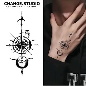 รอยสักชั่วคราว ดีไซน์เข็มทิศ ติดทนนาน 15 วัน กันน้ำ ไม่กลัวแรงเสียดทาน สติ๊กเกอร์รอยสัก