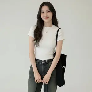 croptop wanita korea/atasan wanita slimfit Jersey Melar Polos